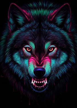 Neon Wolf Portrait