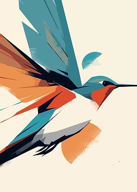 Hummingbird in Flight Minimalist Art
