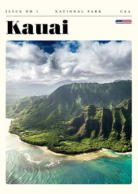 Kauai Hawaii National Park Travel Art Poster