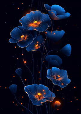 Glowing Blue Flowers