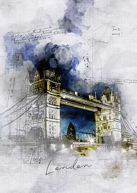 London Bridge Watercolor