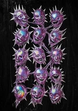 Spiky Grinning Faces – Trippy Nightmare