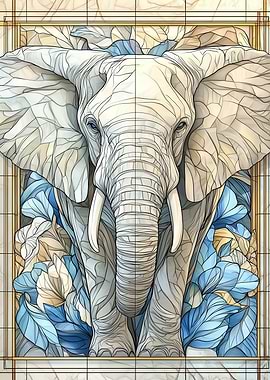 Elephant Stained Glass
