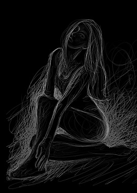 Woman Sketch on Black