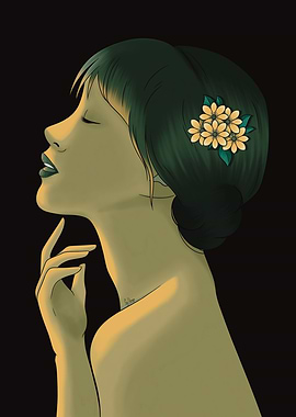 Woman with Flowers in Hair