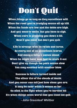 Don't Quit John Greenleaf Whittier Inspirational Quote