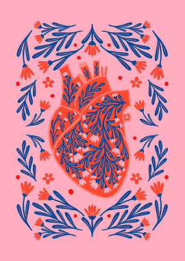 Floral Anatomical Heart