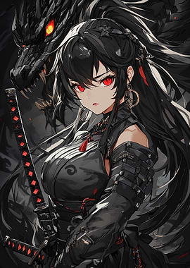 Anime Girl with Dragon