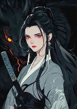 Anime Girl with Dragon