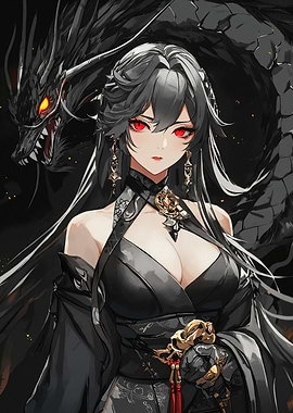 Anime Woman with Dragon