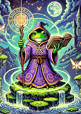 Pixel Art Frog Wizard