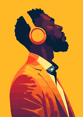 Soul Man Listening to Music Minimalist Art