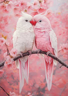 Pink And White Parrots