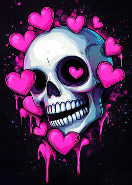 Skull with Hearts