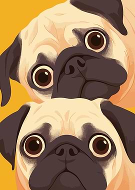 Funny Pug Faces Minimalist Art