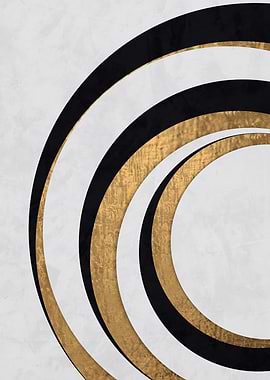 Abstract Gold and Black Circles