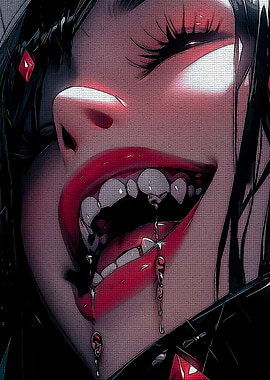 Anime Girl with Red Lips