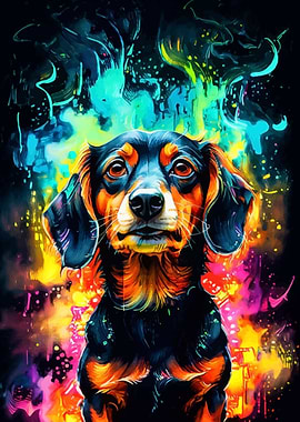 Dachshund in Neon Colors