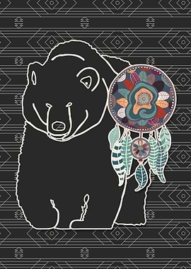 Bear with Dreamcatcher Native American