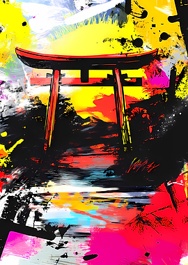 Japanese Torii Gate Abstract Art