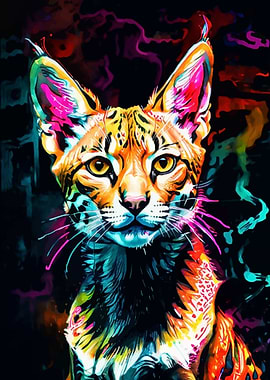 Neon Serval Portrait