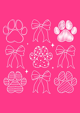 Paw Print and Bow Clipart
