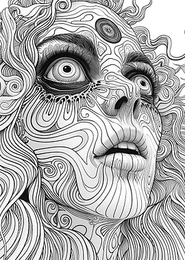Intricate Line Art Portrait
