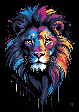 Colorful Lion Portrait