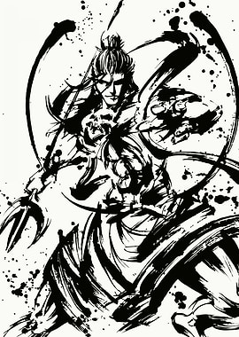 Samurai Ink Painting