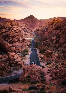 Desert Road at Sunset