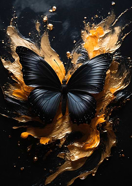 Black Butterfly on Gold