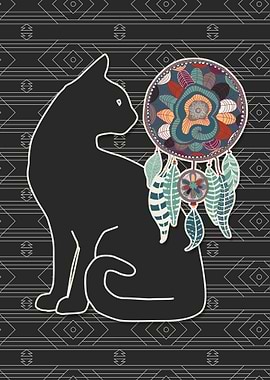 Black Cat Dreamcatcher Native American