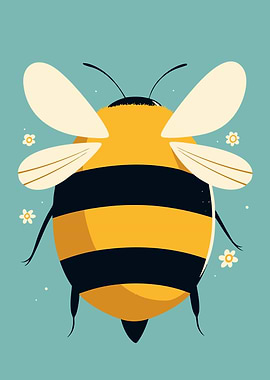 Fat Bumblebee Illustration Minimalist Art