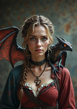 Dragon & Woman Fantasy Portrait