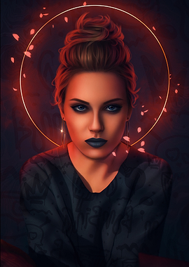 Woman with Halo and Dark Makeup