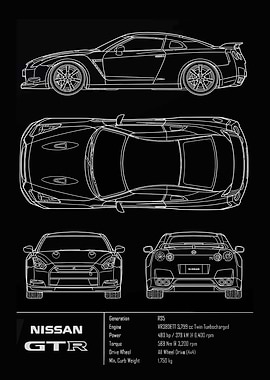 Nissan GTR Line Art