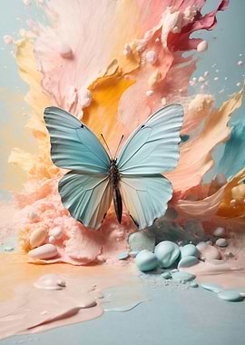Butterfly in Pastel Explosion