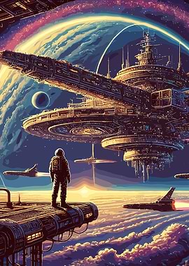 Space Station and Astronaut