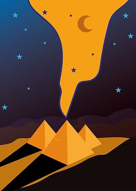 Pyramids Under Night Sky