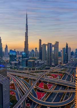 Dubai Skyline with Interchanges