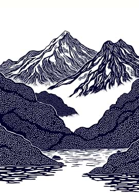 Mountain Lake Illustration