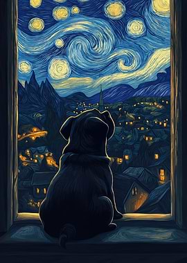 Pug Starry Night