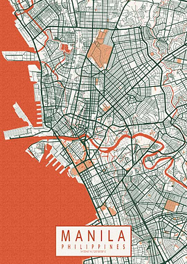 Manila City Map Philippines Bohemian