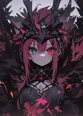 Anime Girl with Red and Blue Eyes