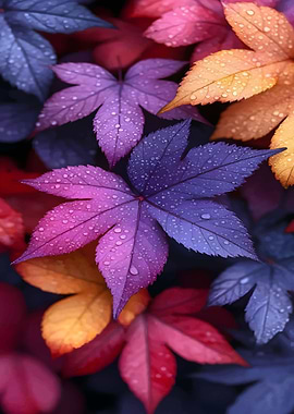 Autumn Leaves with Dew