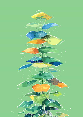 Colorful Leaves and Plants Illustration