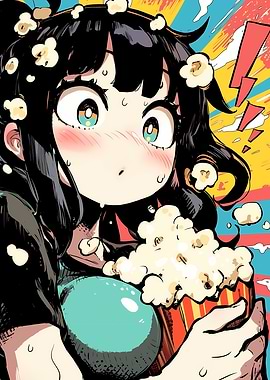 Anime Girl with Popcorn