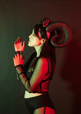 Woman with Horns and Blood