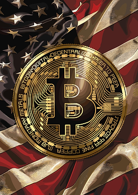 Bitcoin on American Flag