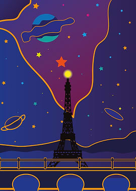 Eiffel Tower Night Sky